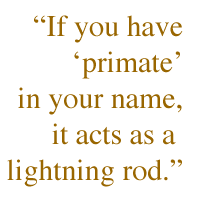 If you have 'primate' in your name, it acts as a lightning rod.