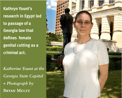 Kathryn Yount's research in Egypt led to passage of a Georgia law that defines female genital cutting as a criminal act.