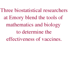 Three biostatistical researchers at Emory blend the tools of mathematics and biology to determine the effectiveness of vaccines.
